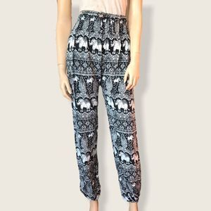 Women's XL Harem Loose Boho Elephant Print Pants